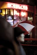 rain, umbrella, lights and signs