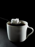 Sugar cube with coffee