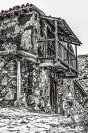 Cyprus Fikardou Village black white