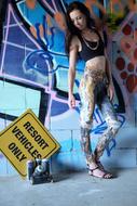Beauty Girl Model graffiti wall