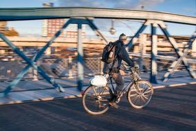 Bicycle Biker on Urban bridge