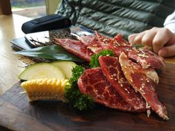 Juicy meat with sesame