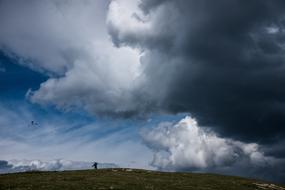 clouds meadow silhouette