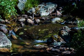 water rocks grass