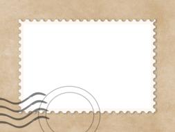 Vintage paper with the postmark, at brown background, clipart