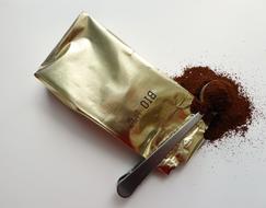 ground coffee in a bag