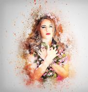 girl among flowers as an art of abstraction