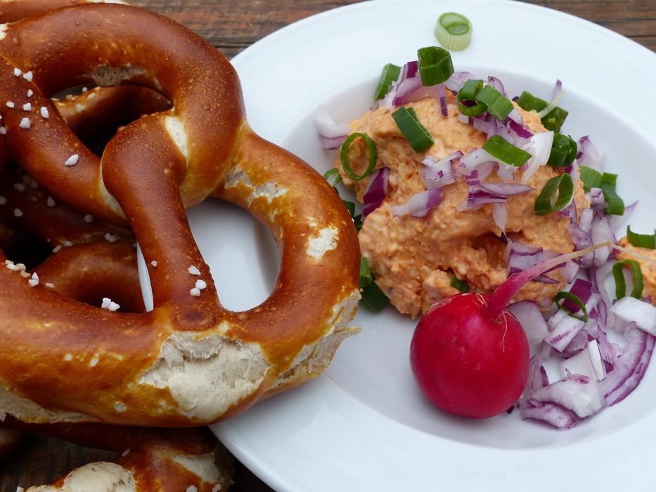 delicious pretzel and salad