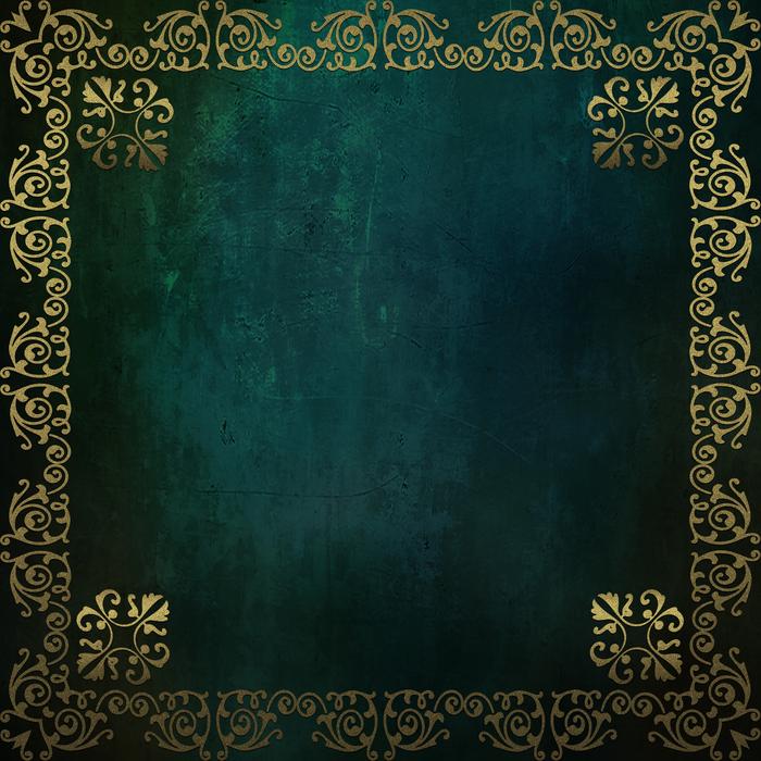 gold frame on dark green background