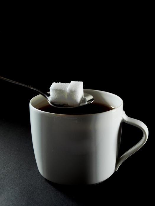 Sugar cube with coffee