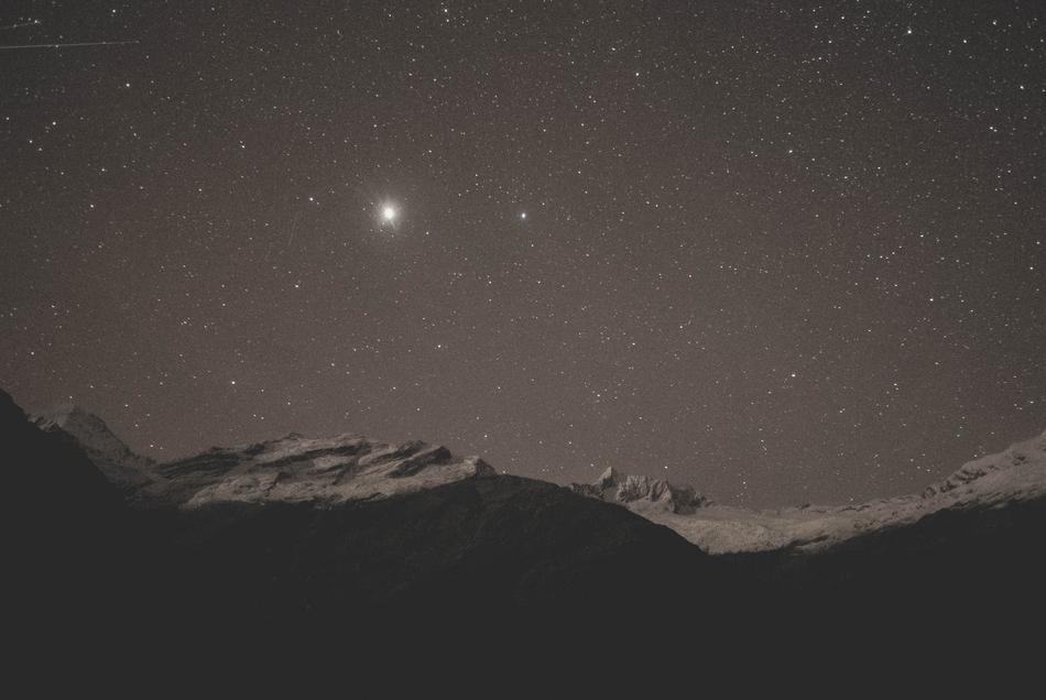 Mountain Highland valley at night