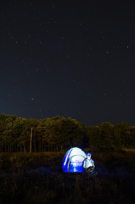 blue glow in the field