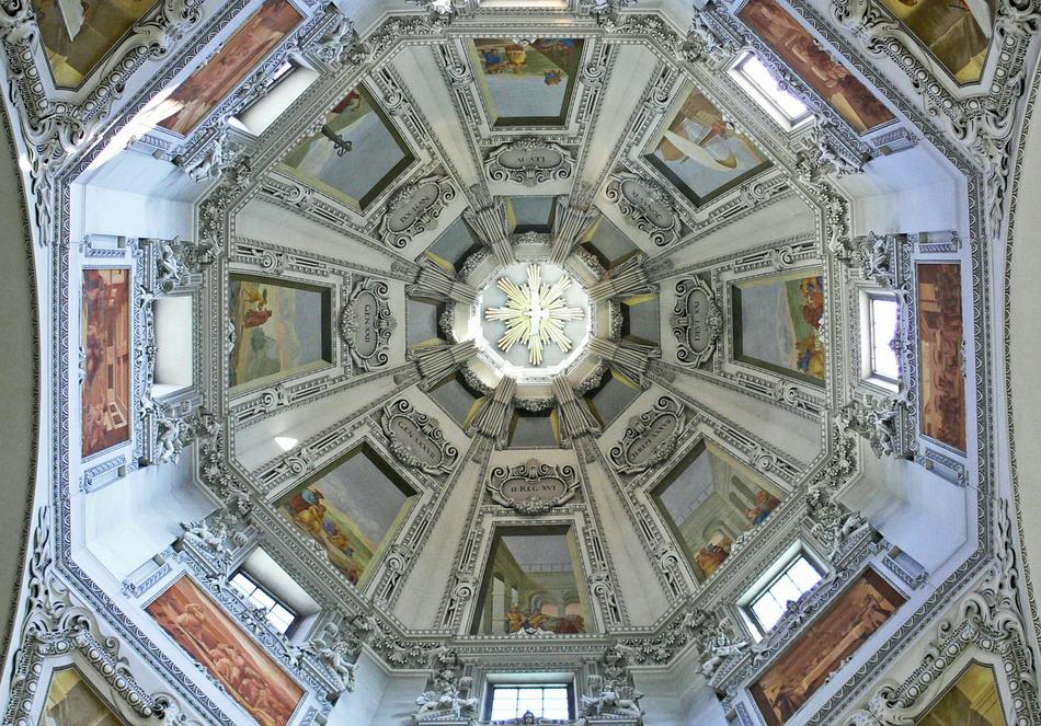 stucco molding on the dome of a historic building in Salzburg, Austria