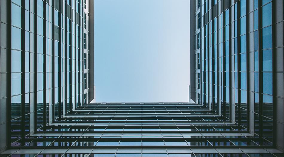 glass facade of city hotel