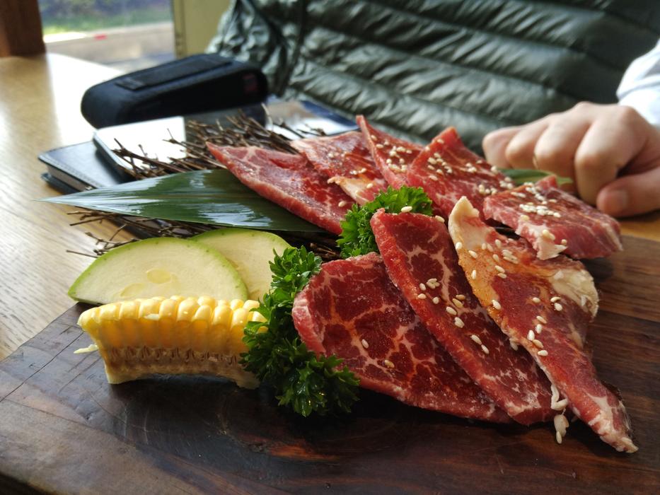 Juicy meat with sesame
