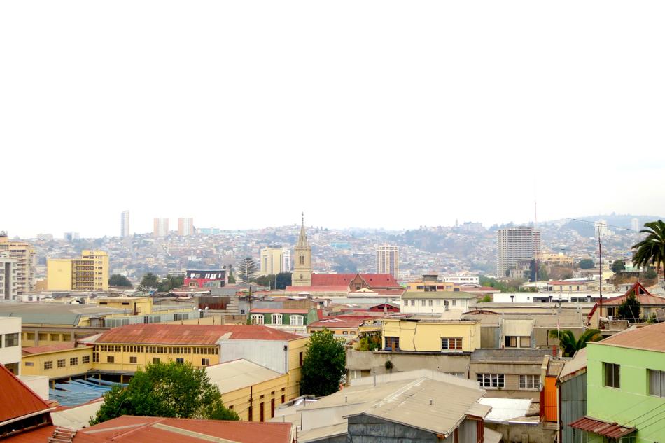 roof view of old big city, Chile, ValparaÃ­so