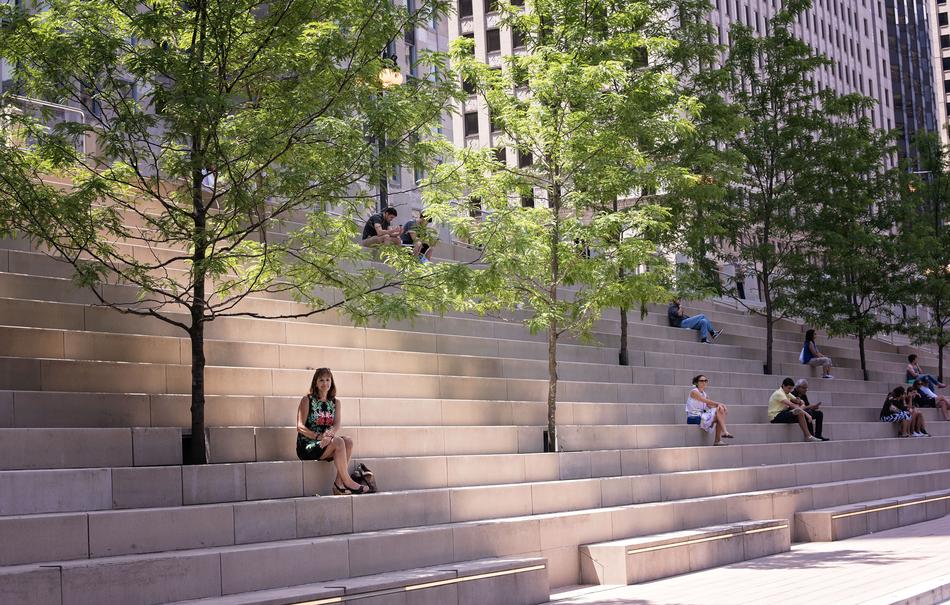 Stairs Riverwalk in Chicago