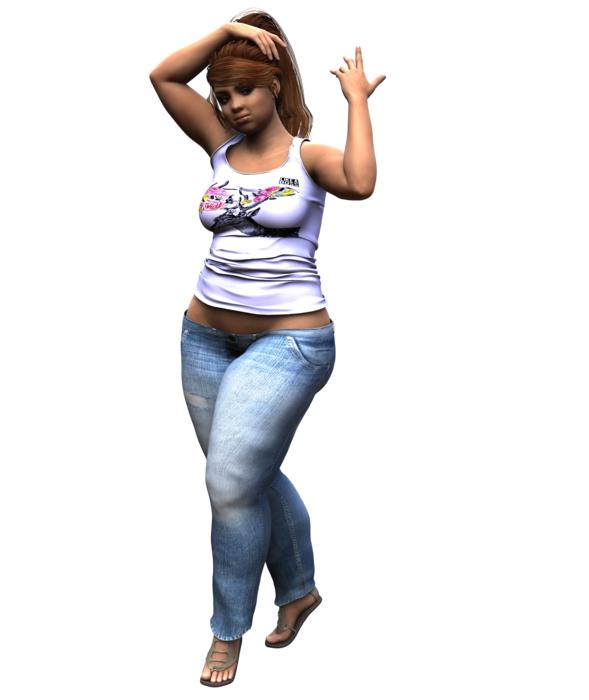 plus size girl as 3d illustration