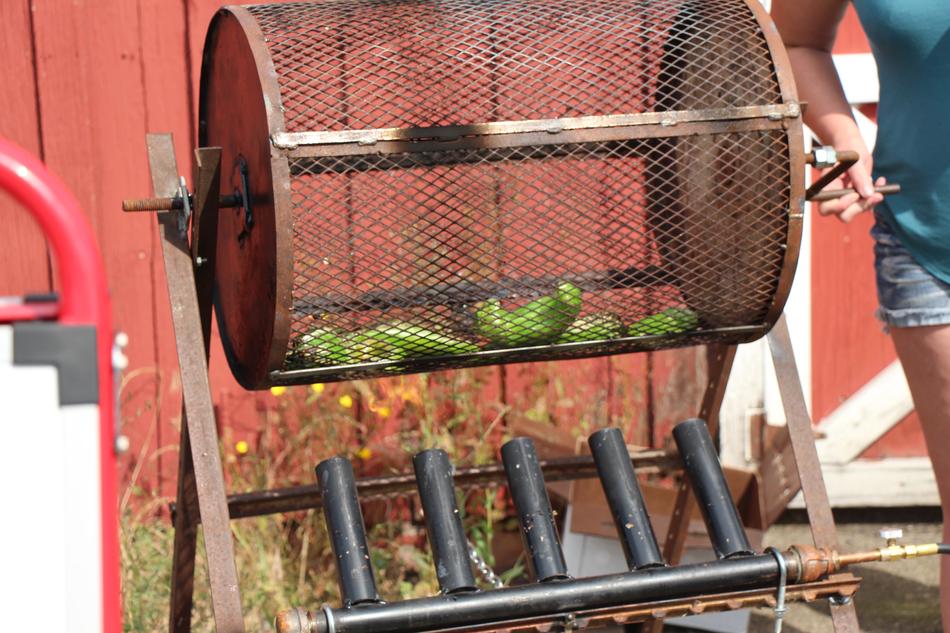 Grilled green peppers