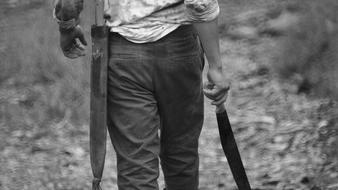 Man Black And White with Machete