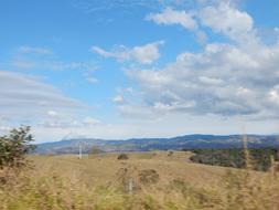 blue skyline over field view