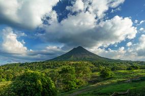 Volcano Costa Rica Clouds Blue sky