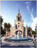 building for weddings with a fountain