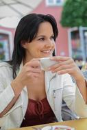 smiling girl with coffee