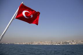 Red Turkey Flag on boat