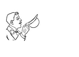 vector drawing of a man with a hat in his hand