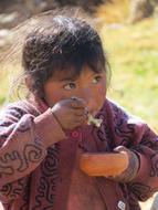 Peruvians Girl in the countryside on a blurred background