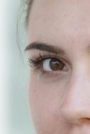 closeup view of brown Eyes on Face