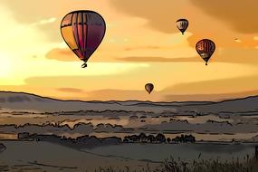 hot balloon sky sunset fly sun