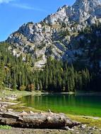 lake green in the mountains