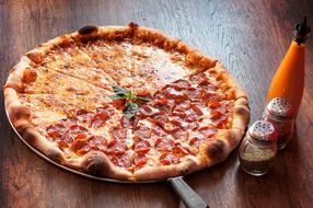 delicious pizza with meat