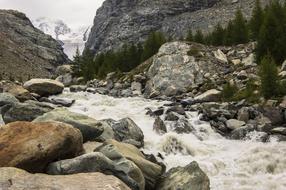 river in big rocks