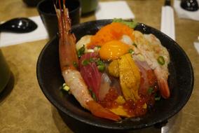 Boiled seafood with eggs