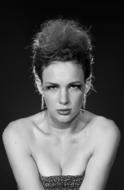 Beautiful serious woman, Portrait, black and white