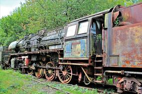 Railway Steam Locomotive as an exhibit in an open-air museum