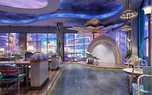 expensive colorful interior of the restaurant