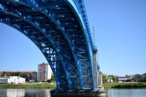 steel urban bridge over the river