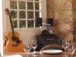 music room and dining table