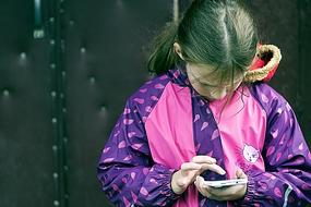 child Girl with Mobile Phone