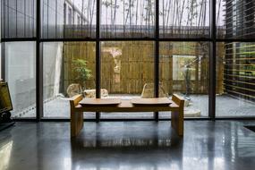 a cozy office with a desk