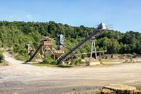conveyor belt in a quarry near the machine