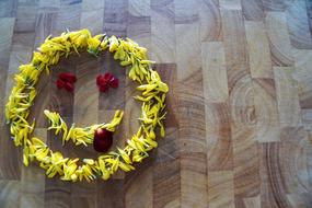 smiley face flowers yellow background