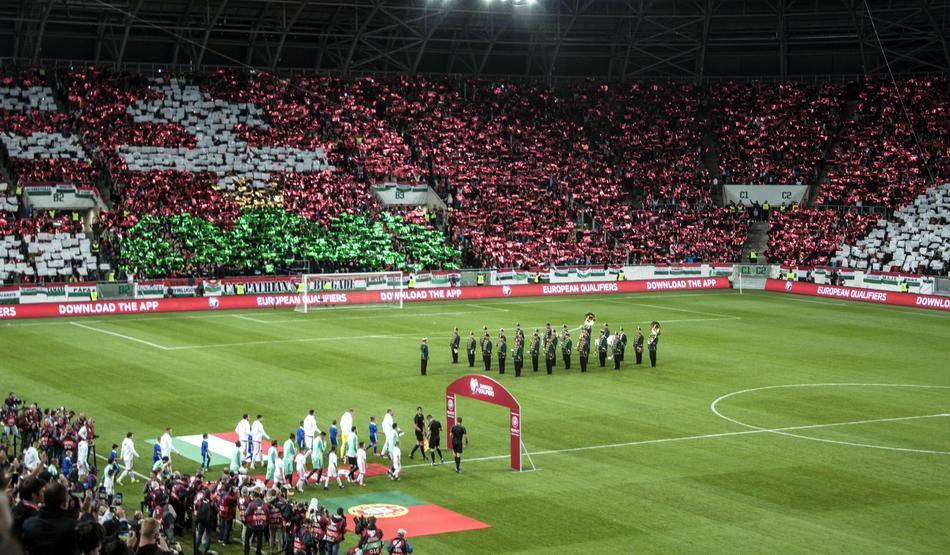 opening ceremony of the match at the stadium in Budapest, Hungary
