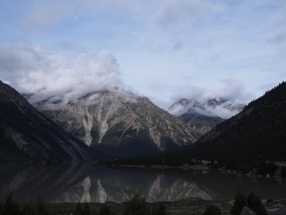 The Scenery of mountains and lake water