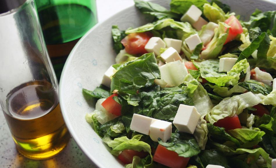 fresh salad with mozzarella