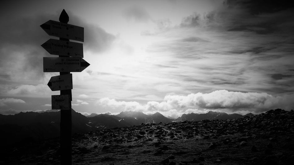 signs on the hill among the clouds